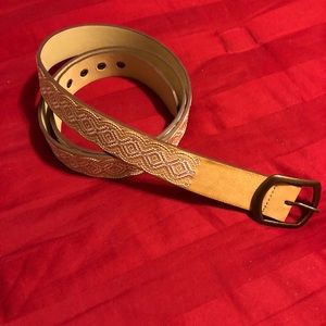 Lane Bryant Tan Belt White Deco Stitching